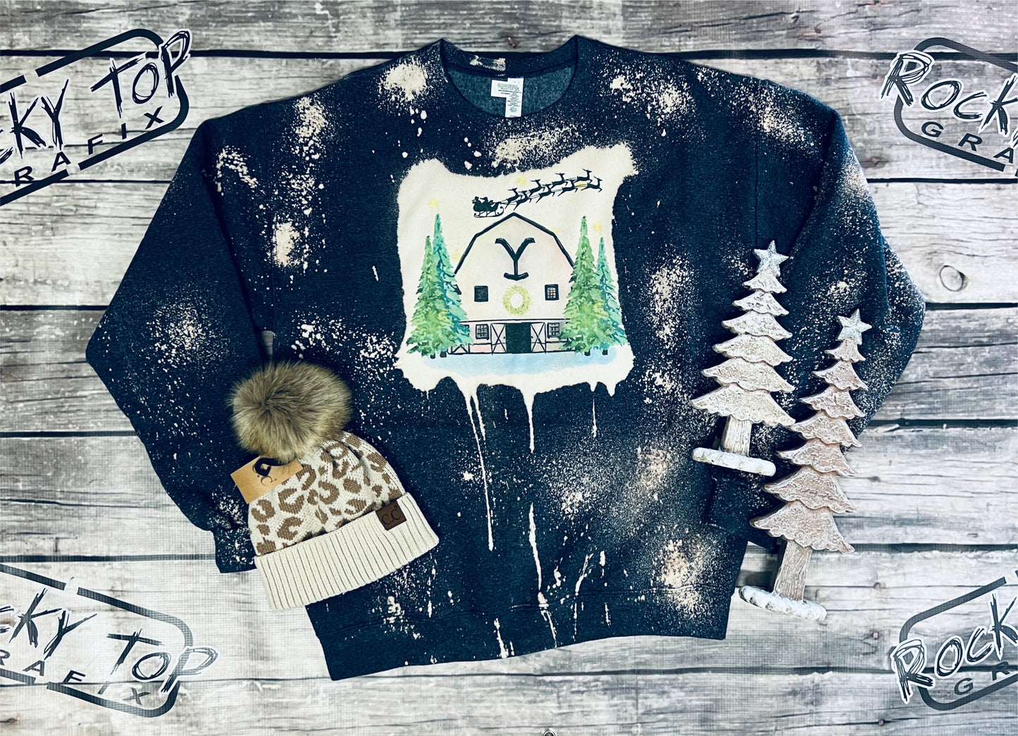 Western Christmas Barn Sweatshirt